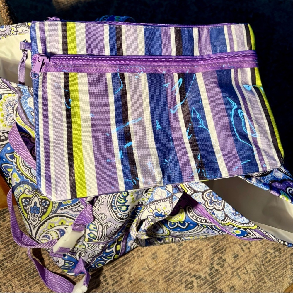 🏖️Laura Ashley “Seaside” Beach Tote w/Attached Coordinating Pouch🏖️ NWOT - Picture 7 of 12